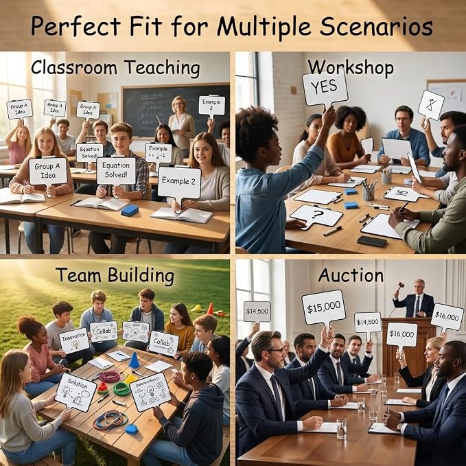 10 Sets Mini Whiteboards with Dry Erase Markers, Erasers & Marker Holders - Image 3