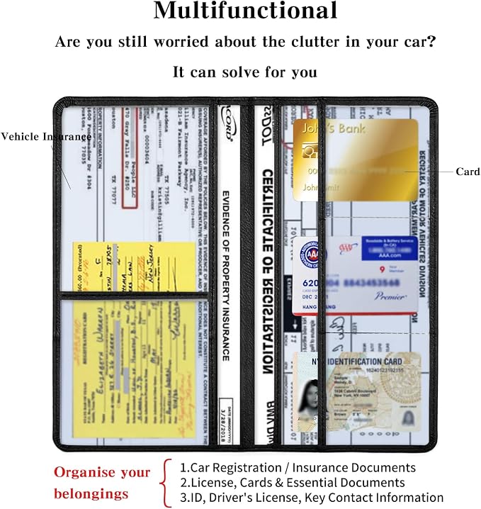 TILDOSAC 2Pack Leather Car Registration and Insurance Card Holder, Car Document - Image 2