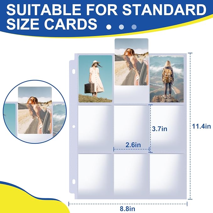 400 Pack Card Sleeves Binder Sheets, 9 Pocket Card Sleeves - Image 2