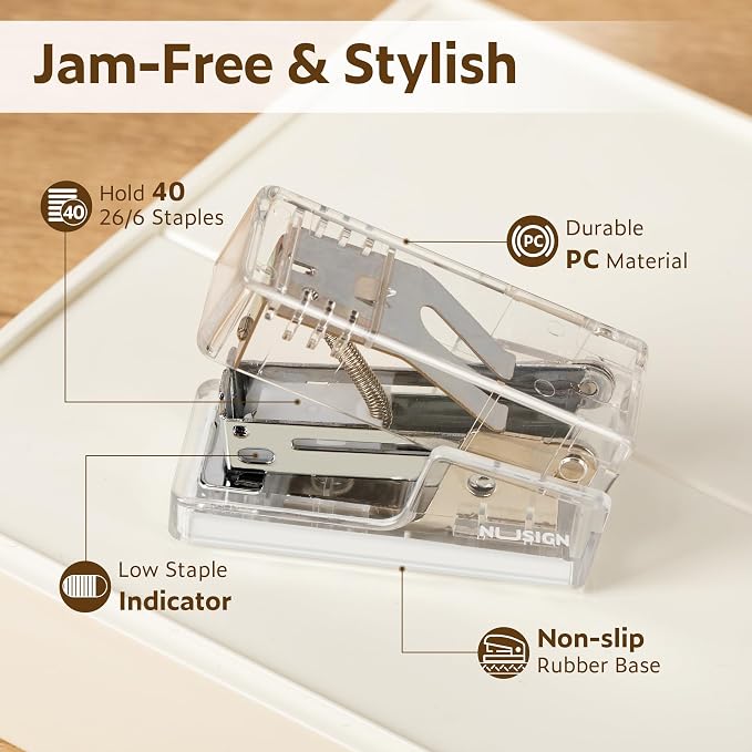 NUSIGN Mini Stapler with 830 Staples, Small Cute Desk Staplers, 25 Sheet - Image 4