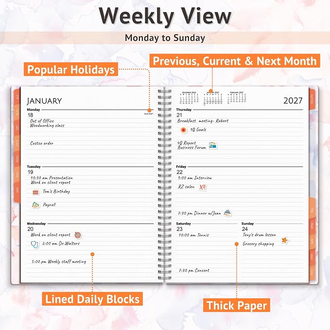 CRANBURY Planner 2026-2027 8.5x11, Academic Year Monthly and Weekly Calendar - Image 7
