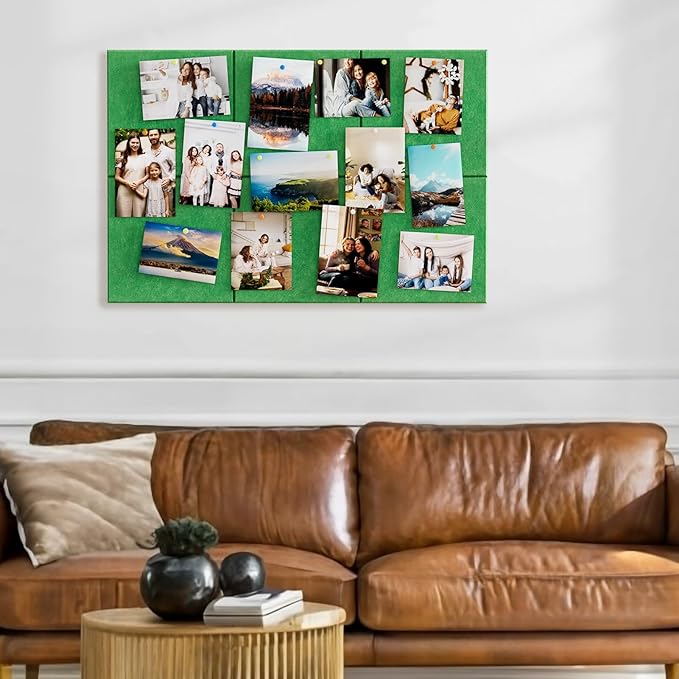 MaxGear Felt Bulletin Board 36" x 24", 6 Pack Emerald Green Felt Wall Tiles | - Image 6