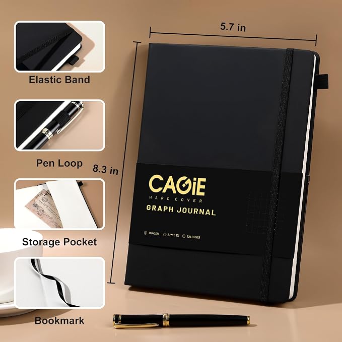 CAGIE Graph Notebook 320 Pages 100 GSM Paper Graphing Grid Journal A5 Hardcover - Image 5