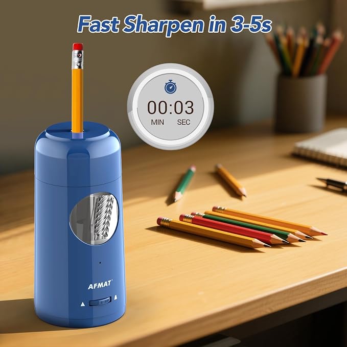 AFMAT Electric Pencil Sharpener, Rechargeable Fully Automatic Pencil Sharpener - Image 5