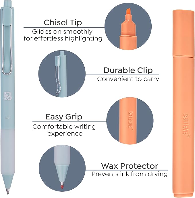 BLIEVE Bible Highlighters And Pens No Bleed, Chisel Tip & Rollerball Pens - Image 6