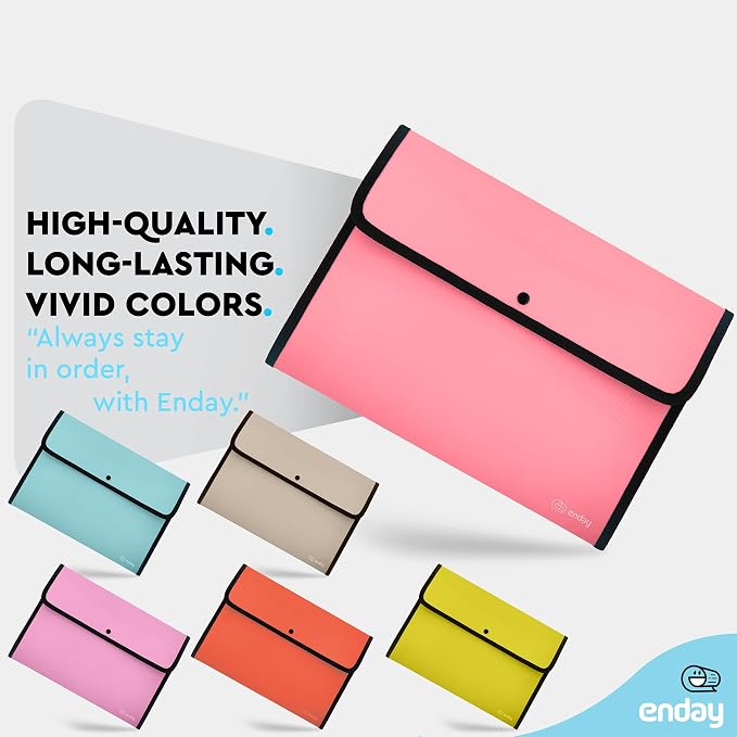 Enday Square Flap Plastic File Holder, A4 Letter Size - Image 4
