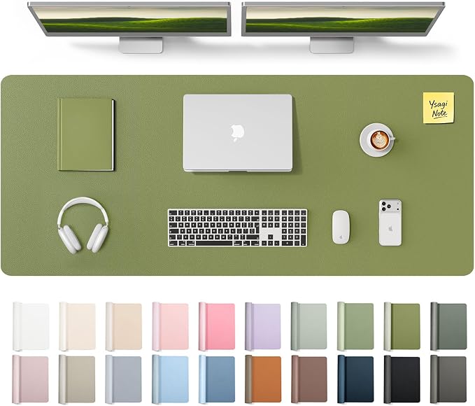 YSAGi Leather Desk Pad Protector, Office Desk Mat, Large Mouse Pad, Non-Slip PU by YSAGi