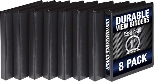 Samsill Durable 1 Inch Binder, Made in the USA, Round Ring Customizable Clear by Samsill