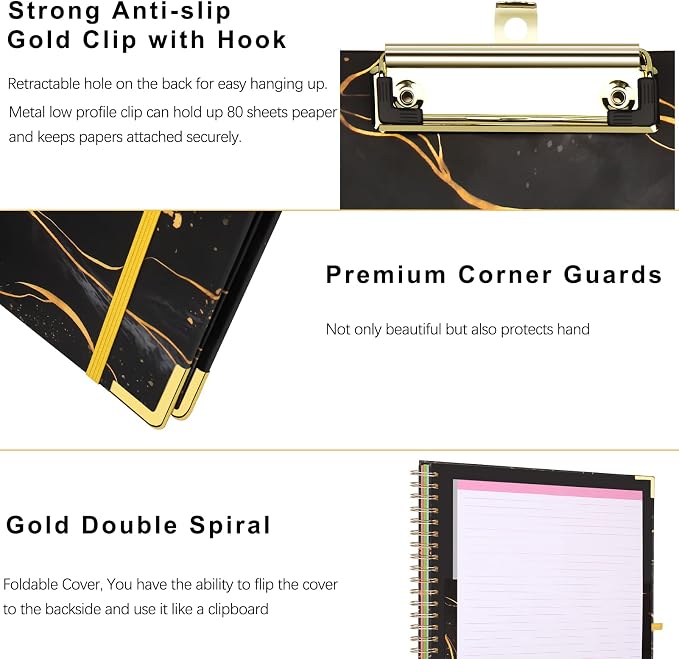 Clipboard Folio with Refillable Notepad, 5 Dividers with 10 Pockets Storage - Image 6