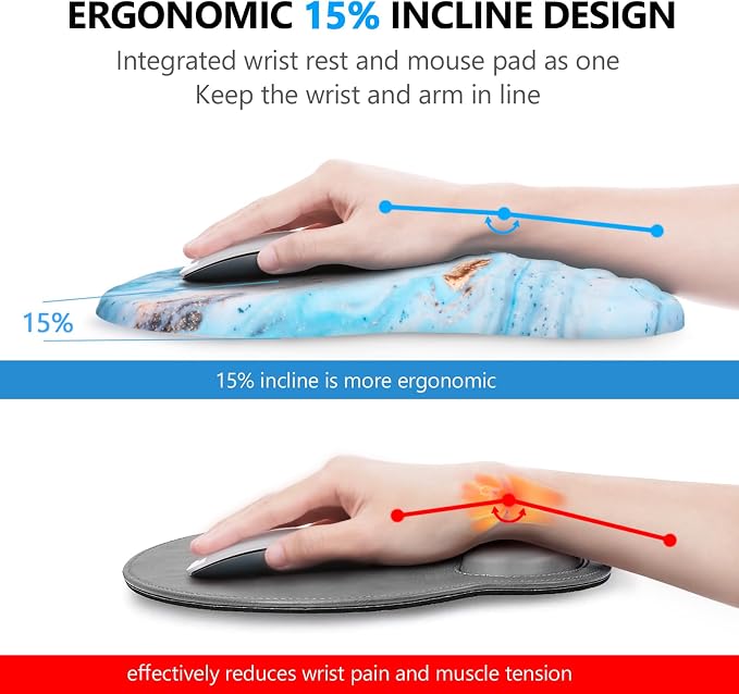 Mouse Pad Wrist Support, Laokiiy 2 in 1 Keyboard Wrist Rest+ Ergonomic Mouse Pad - Image 2