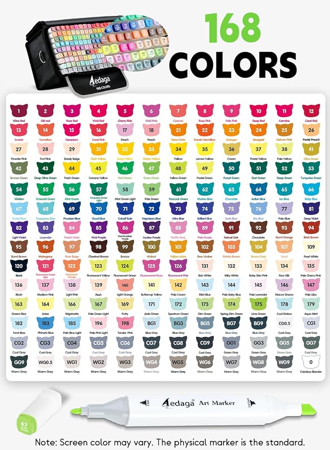 AEDAGA 168 Colors Alcohol Markers - Image 4