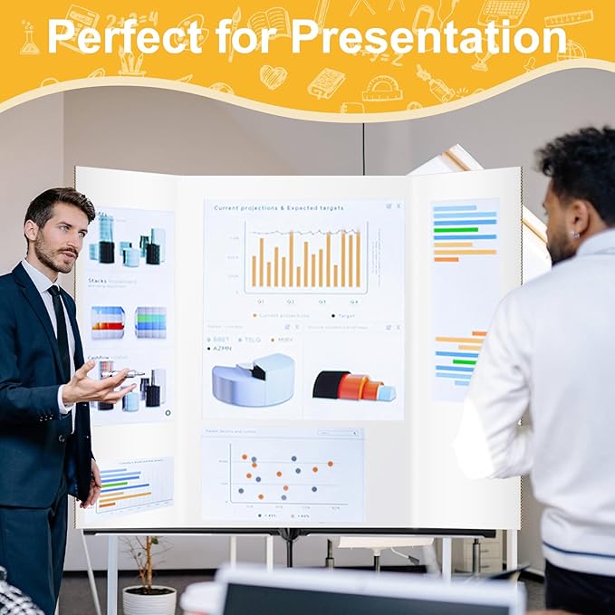 Trifold Poster Board 36"x48", White Extra Large Corrugated Display Board Foldable Board for School Projects, Science Fair, Business Presentations, Photo Displays, Graduation Exhibitions- 2 Pack-DeskLoop Office