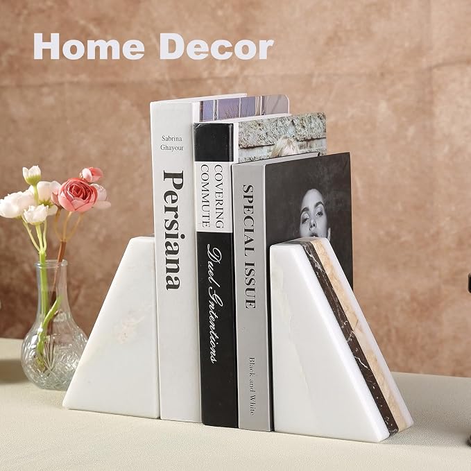 Karibiber Marble Book Ends, Non-Skid Bookends - Image 6