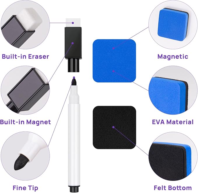 8 Pcs Black Magnetic Dry Erase Markers - Image 3
