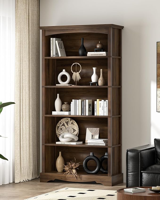 TVU 5-Tier Wooden Bookshelf, 65 Inch Tall Bookshelf - Image 7