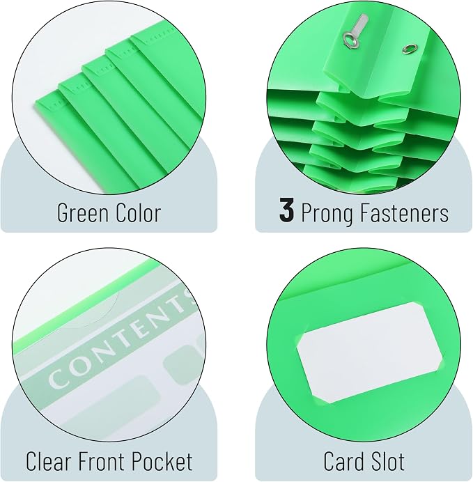 Mr. Pen- Plastic Folders with Pockets and Prongs, 24 Pack, Letter Size | Green - Image 4