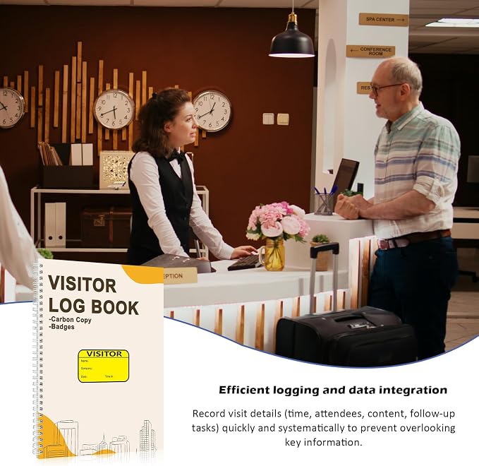 3 Pack Visitor Badges with Carbon Copy Visitor Stickers Letter Size Visitor Log - Image 4