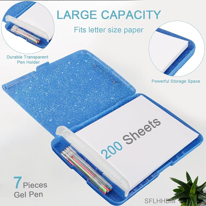 Glitter Clipboard with Storage, Storage Clipboard with Pen Holder, A4 Binder - Image 2