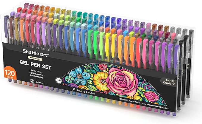 Shuttle Art 120 Unique Colors Gel Pens Gel Pen Set by ShuttleArt