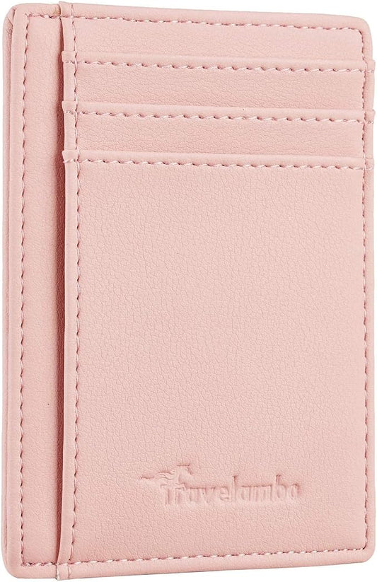 Travelambo Front Pocket Minimalist Leather Slim Wallet RFID Blocking Medium Size by Travelambo