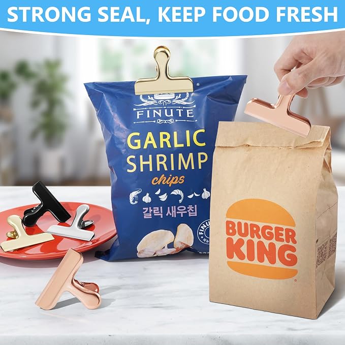 Bag Clips, Heavy Duty Stainless Steel Chip Clips, 8 Pack Food Bags Clamp Great - Image 5