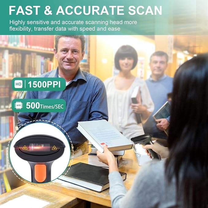 USB Barcode Scanner, Handheld Wired 1D Laser Barcode Reader - Image 4