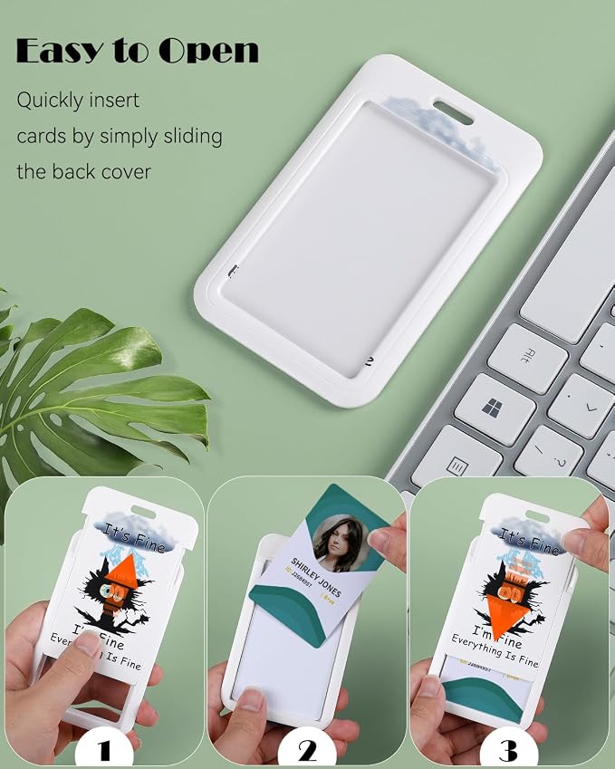 Uniclife Fashionable Sliding Badge Holder Exploding Fluff Cat Plastic Card - Image 2