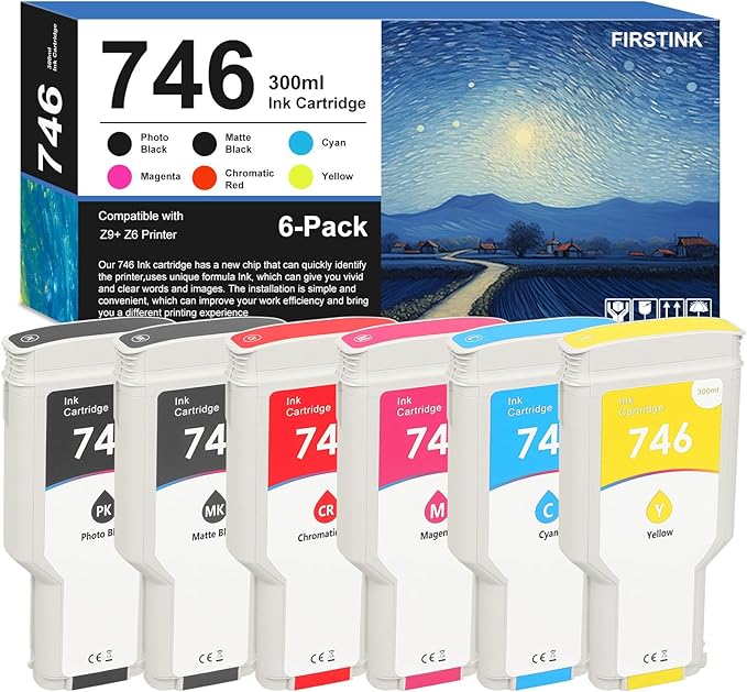 High Capacity 746 Ink Cartridges Set P2V78A P2V79A P2V80A P2V81A P2V82A P2V83A Ink Cartridge Compatible for DesignJet Z9+ Z6 Printers(6 Pack)-DeskLoop Office