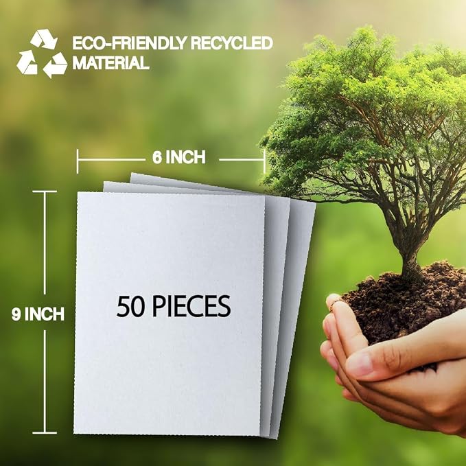 50 Packs 6x9 Inch Corrugated Cardboard Sheets, Premium White Corrugated - Image 2