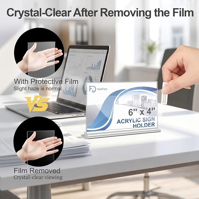 Daofary Acrylic Sign Holder 4 x 6 Horizontal, 12 Pack Double-Sided Stand up - Image 5