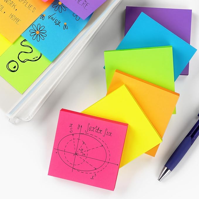 Sticky Notes 3x3 inch, Bright Colors Self-Stick Pads, 12 Pads/Pack, 100 - Image 8