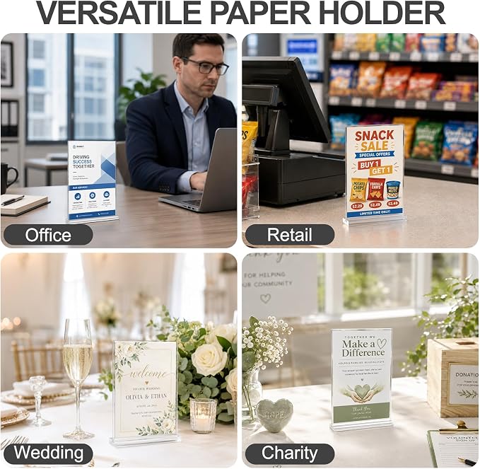 Daofary 4 x 6 Acrylic Sign Holder, 32 Pack Clear Double Sided Table Stand | - Image 6