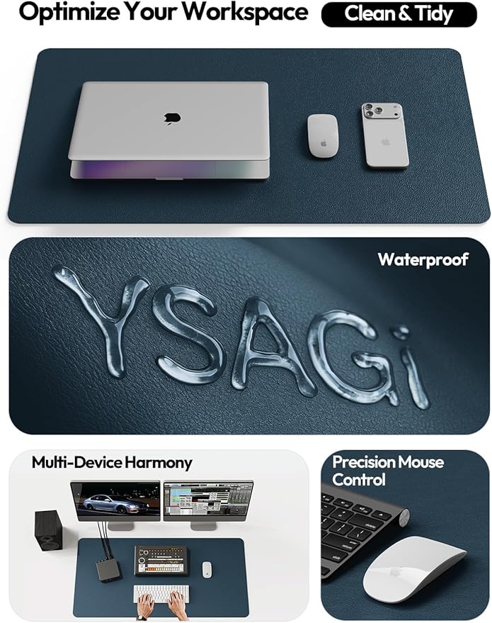 YSAGi Leather Desk Protector, Office Mat, Large Mouse Mat, Non-Slip PU Leather - Image 8