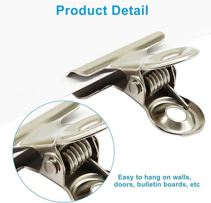 Bonsicoky 30 Pack Silver Bulldog Clips, 0.87 inch / 22mm Mini Metal Hinge Clips - Image 4