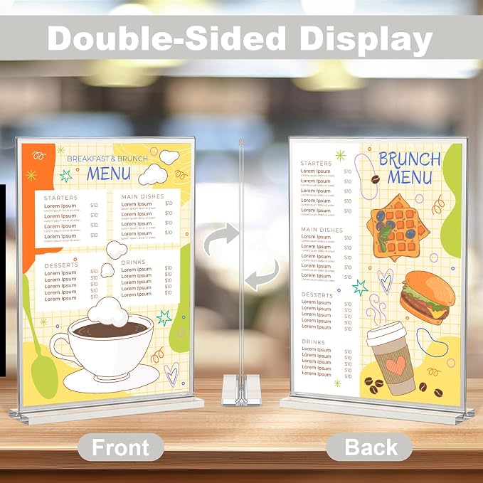 EHWINE Acrylic Sign Holder 4 x 6, 20 Pack Double-Sided Stand up Table Top Sign - Image 3