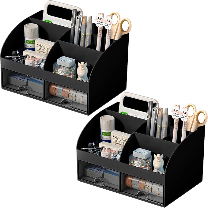 COMFYROOM Desk Organizer with 6 Compartments and 2 Drawers, Plastic Makeup by COMFYROOM