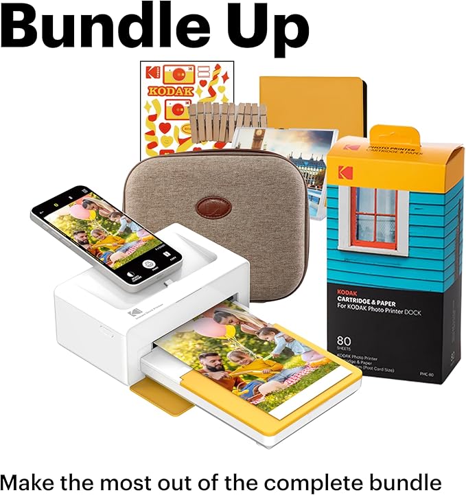KODAK Dock Plus 4Pass Instant Photo Printer (4x6 inches) + 90 Sheets Gift Bundle-DeskLoop Office