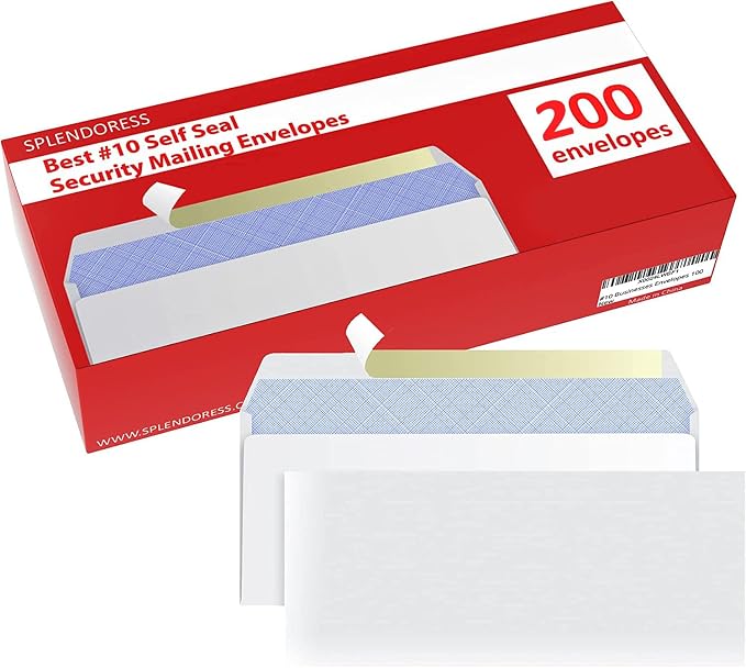 #10 Envelopes Letter Size Self Seal | 200 Business Mailing Security Peel and - Image 7