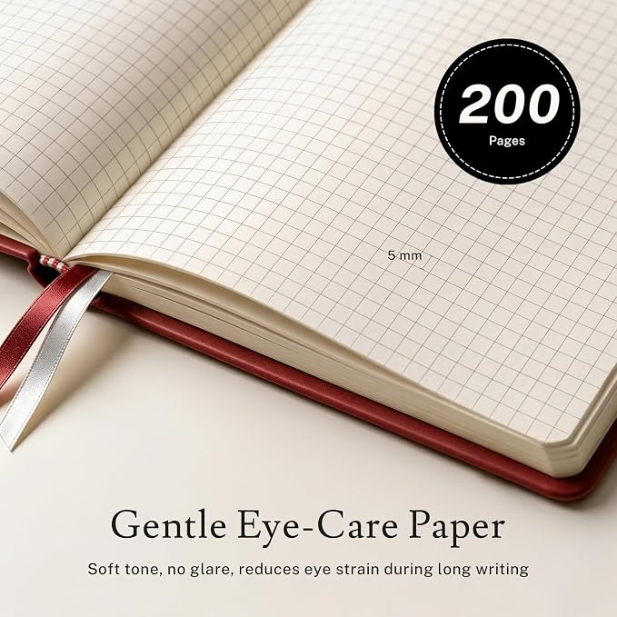 PAGELYST Graph Grid Paper Notebook, 200 Pages, 4 Pack Leather Hardcover Notebook - Image 2