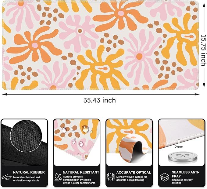 iCasso Desk Matt for Desktop, Cute Desk Pad Mat, XXL Large Mouse Pad, Anti-Slip - Image 3