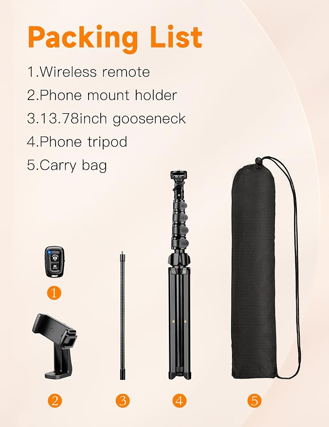 Phone Tripod, Portable Aluminum Cellphone Stand - Image 8