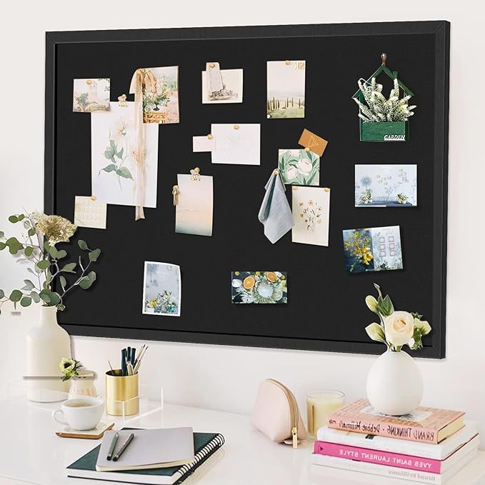 Miratino Large Bulletin Board, 48 "x 36" Black Cork Boards for Walls with Frame, Pin Display Board Vision Board for Home School Office Decor-DeskLoop Office