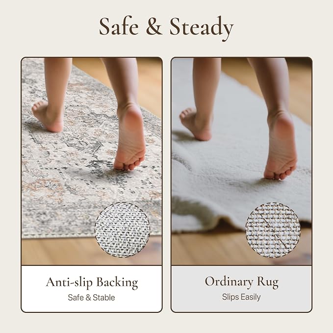 GENIMO 2'6''x14 Runner Rugs for Hallway, Machine Washable Non Slip Vintage Rugs - Image 4