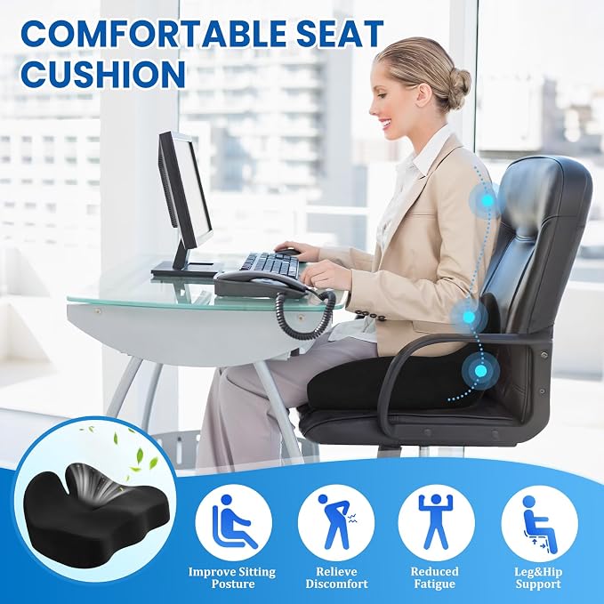 CushZone Seat Cushion, Ergonomic Memory Foam Seat Cushions - Image 4