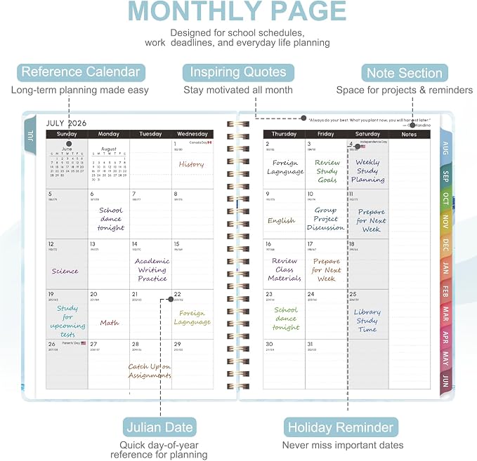 Planner 2026-2027, Weekly and Monthly Academic Year Calendar Planner, July 2026 - Image 3