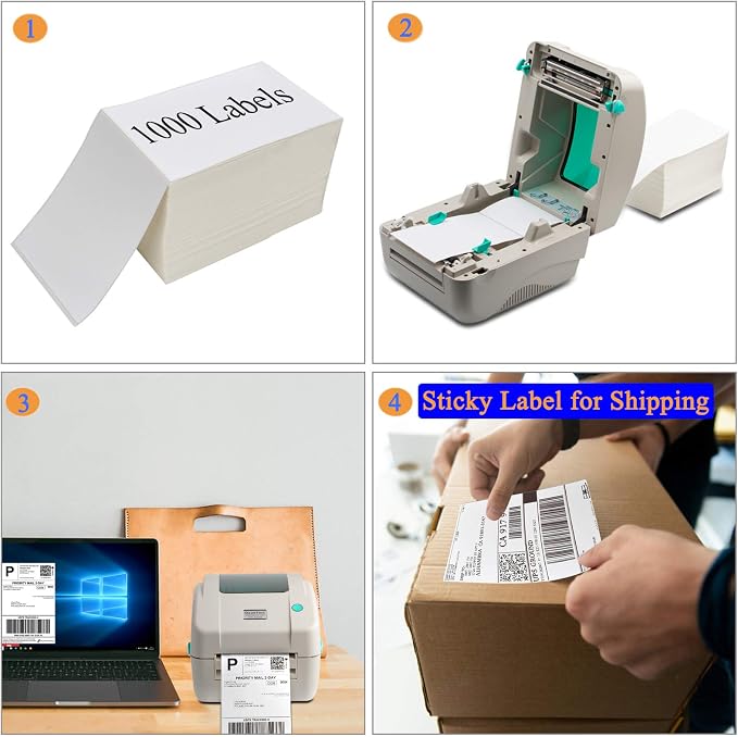 OausTect 4x6 Shipping Label 1000 Fanfold Labels - Image 2
