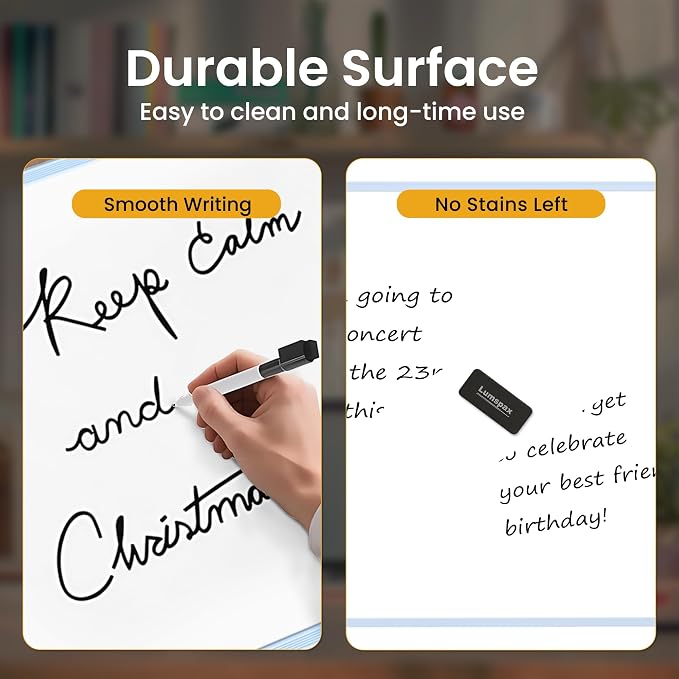 Dry Erase Board for Wall, 6 Magnets and 3 Mini Sticky Notes, Large White Board - Image 6