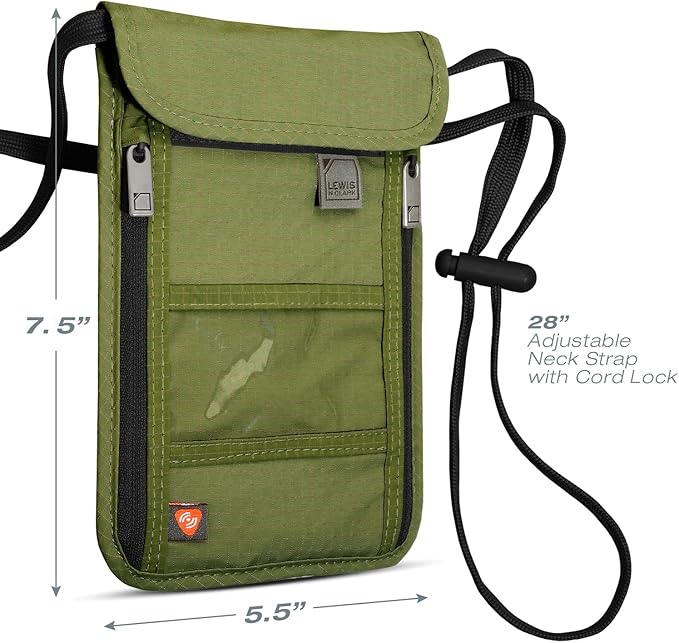 Lewis N. Clark Men's RFID Blocking Stash Wallet, Travel Neck Pouch Passport - Image 5
