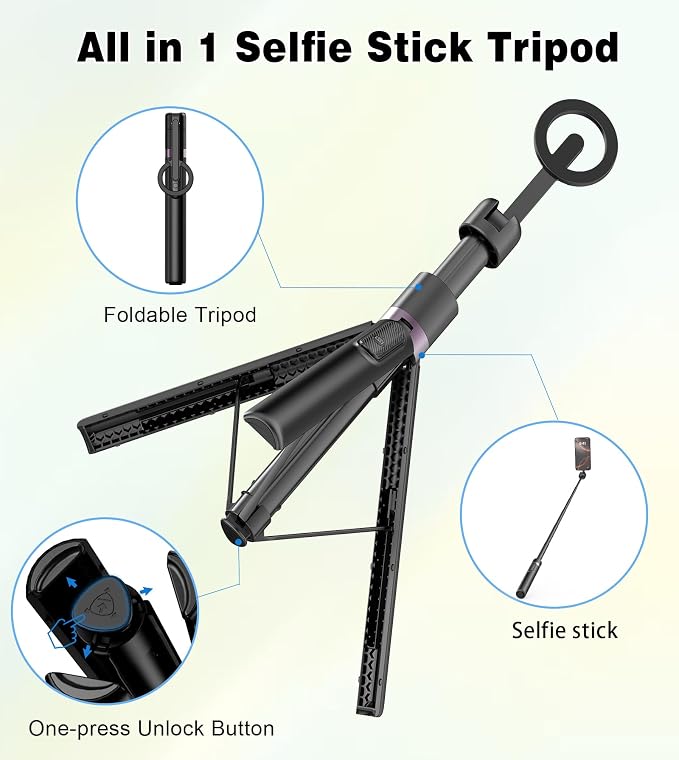 TONEOF 68" Magnetic Selfie Stick Tripod - Image 8