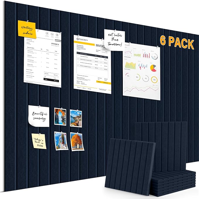 Large Felt Bulletin Board，36" x 24" 6 Pack Cork Board Alternative by ANWEOR